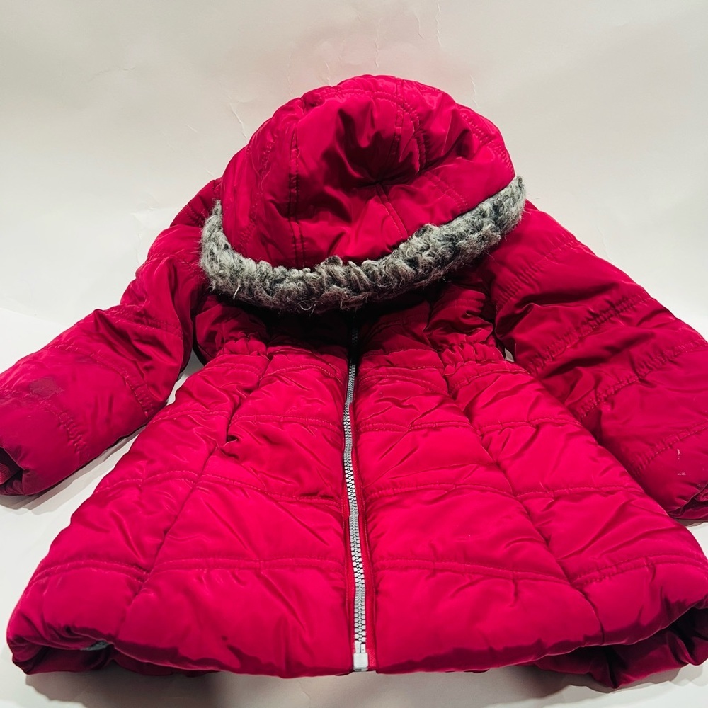 Calvin Klein Kids Cherry Puffer Jacket with Faux Fur